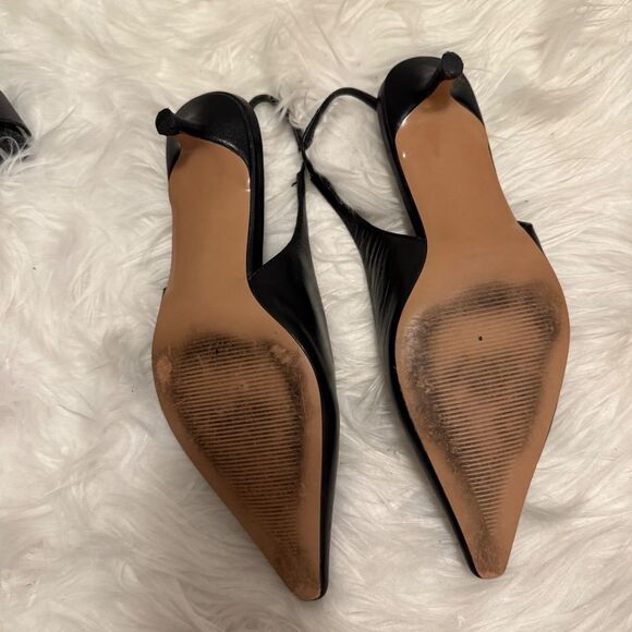 Steve Madden KARI BLACK LEATHER Kitten Heels Sling Back - Picture 6 of 6